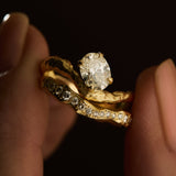 Adama One Line Diamond Organic Textured Ring in 14K Gold