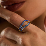 Adama Ombré Blue Sapphire Infinity Open Split Band Ring in 14K Gold