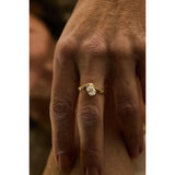 Wave Oval Diamond Sculptural Engagement Ring in 14K Gold