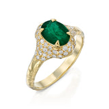 Mystic Temple Emerald with Diamond Halo