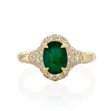 Mystic Temple Emerald with Diamond Halo