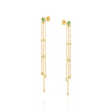Long Iris Earrings- Emerald & Diamonds