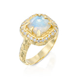 Mystic cushion & diamonds Ring - Moonstone