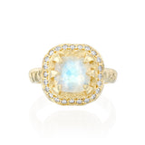 Mystic cushion & diamonds Ring - Moonstone