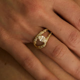 Adama Oval Diamond Organic Pave Split Band Engagement Ring in 14K Gold