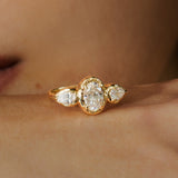 Oval & Two Pears Engagement Ring