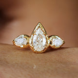 Mystic Three Pears Engagement Ring