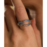 Adama Ombré Blue Sapphire Infinity Open Split Band Ring in 14K Gold