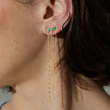 Long ball chain pear stud- Emerald