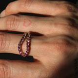 Adama Ombré Pink Sapphire Infinity Open Split Band Ring in 14K Gold