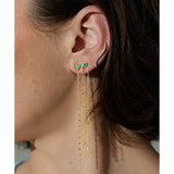 Long ball chain pear stud- Emerald