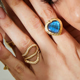 Heart signet ring - Labradorite