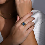 Theia Ring - Labradorite & Diamonds