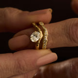 Adama One Line Diamond Organic Textured Ring in 14K Gold