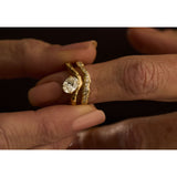 Wave Oval Diamond Sculptural Engagement Ring in 14K Gold