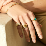 Emerald Cut Eden Ring - Emerald & Pave Diamonds