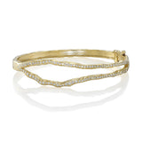 Adama split wave diamond bracelet 14k yellow gold organic textured pavé diamonds