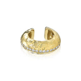 pavé diamond band sculptural textured gold ear cuff
