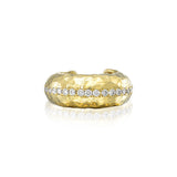 textured gold diamond dome ear cuff 14k yellow gold pavé diamonds