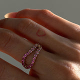pink sapphire infinity ring stacked styling