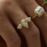 Mystic Three Pears Engagement Ring