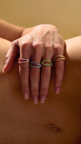 Adama Ombré Blue Sapphire Infinity Open Split Band Ring in 14K Gold