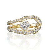 Adama Cushion-cut Diamond Organic Pave Split Band Engagement Ring