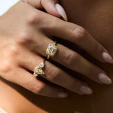 Mystic Three Pears Engagement Ring