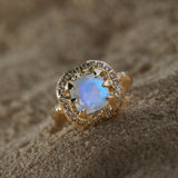 Mystic cushion & diamonds Ring - Moonstone
