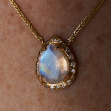 Baby Eden Necklace & pave diamonds - Moonstone drop