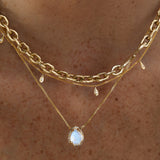 Baby Eden Necklace & pave diamonds - Moonstone drop