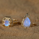 Mystic cushion & diamonds Ring - Moonstone