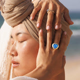 Heart signet ring - Labradorite