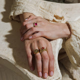 Mystic cushion & diamonds Ring - Pink Tourmaline