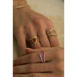 Adama Ombré Pink Sapphire Infinity Open Split Band Ring in 14K Gold