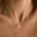 One-of-a-Kind Fancy Yellow Diamond Halo Necklace 1.01 ct in 14K Gold