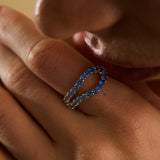 Adama Ombré Blue Sapphire Infinity Open Split Band Ring in 14K Gold