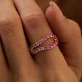 Adama Ombré Pink Sapphire Infinity Open Split Band Ring in 14K Gold