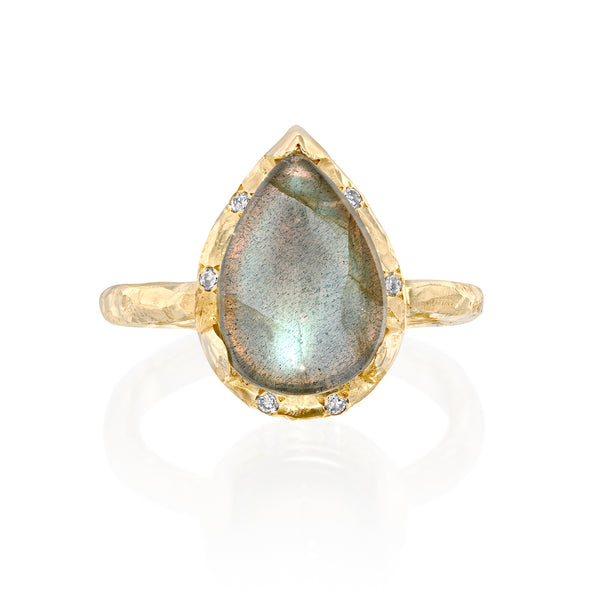 Gold Eden Ring - Labradorite Cabuchon