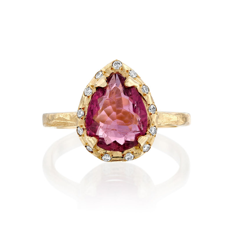 Mini Eden Ring & diamonds - Pink Tourmaline