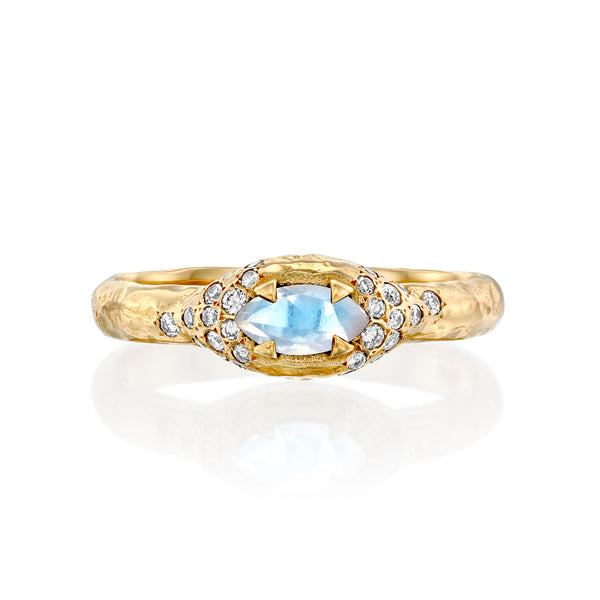 Mystic eden marquise & diamonds Ring- Moonstone