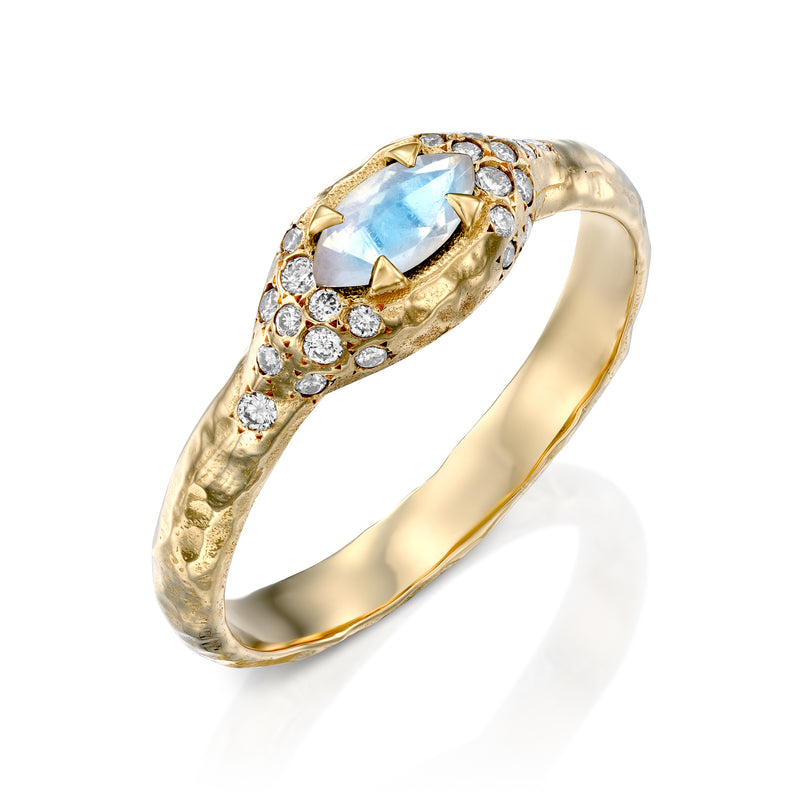 Mystic eden marquise & diamonds Ring- Moonstone