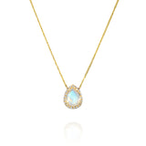 necklace with moonstone and pave diamonds in 14k gold