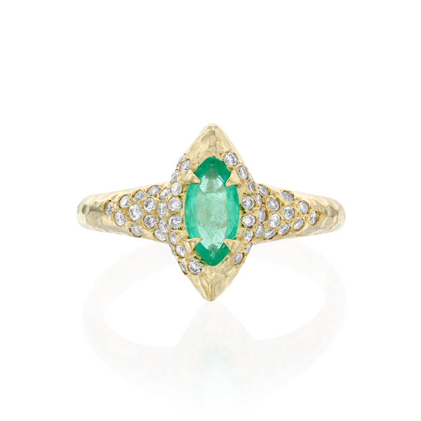 Mystic whisper Ring- Emerald and Diamonds