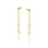 Long Iris Earrings- Emerald & Diamonds