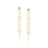 Long Iris Earrings- Emerald & Diamonds