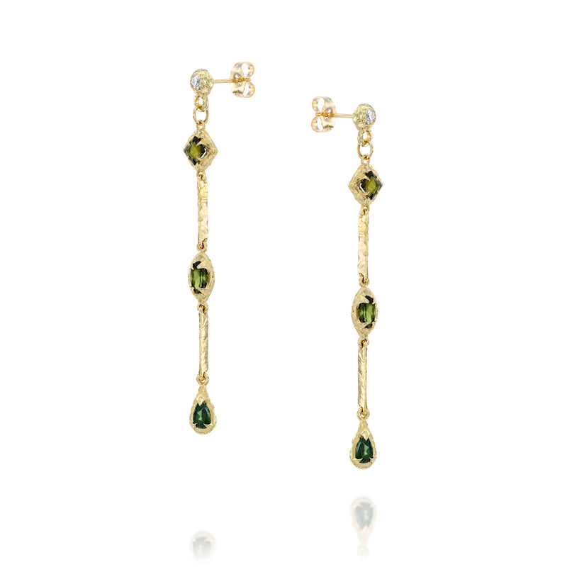 Athena Earrings - Green Tourmaline & Diamond