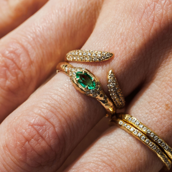 Mystic eden marquise & diamonds Ring- Emerald