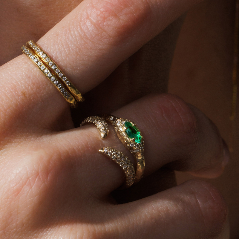 Mystic eden marquise & diamonds Ring- Emerald