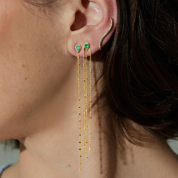 Long Ball Trio Earring- Emerald